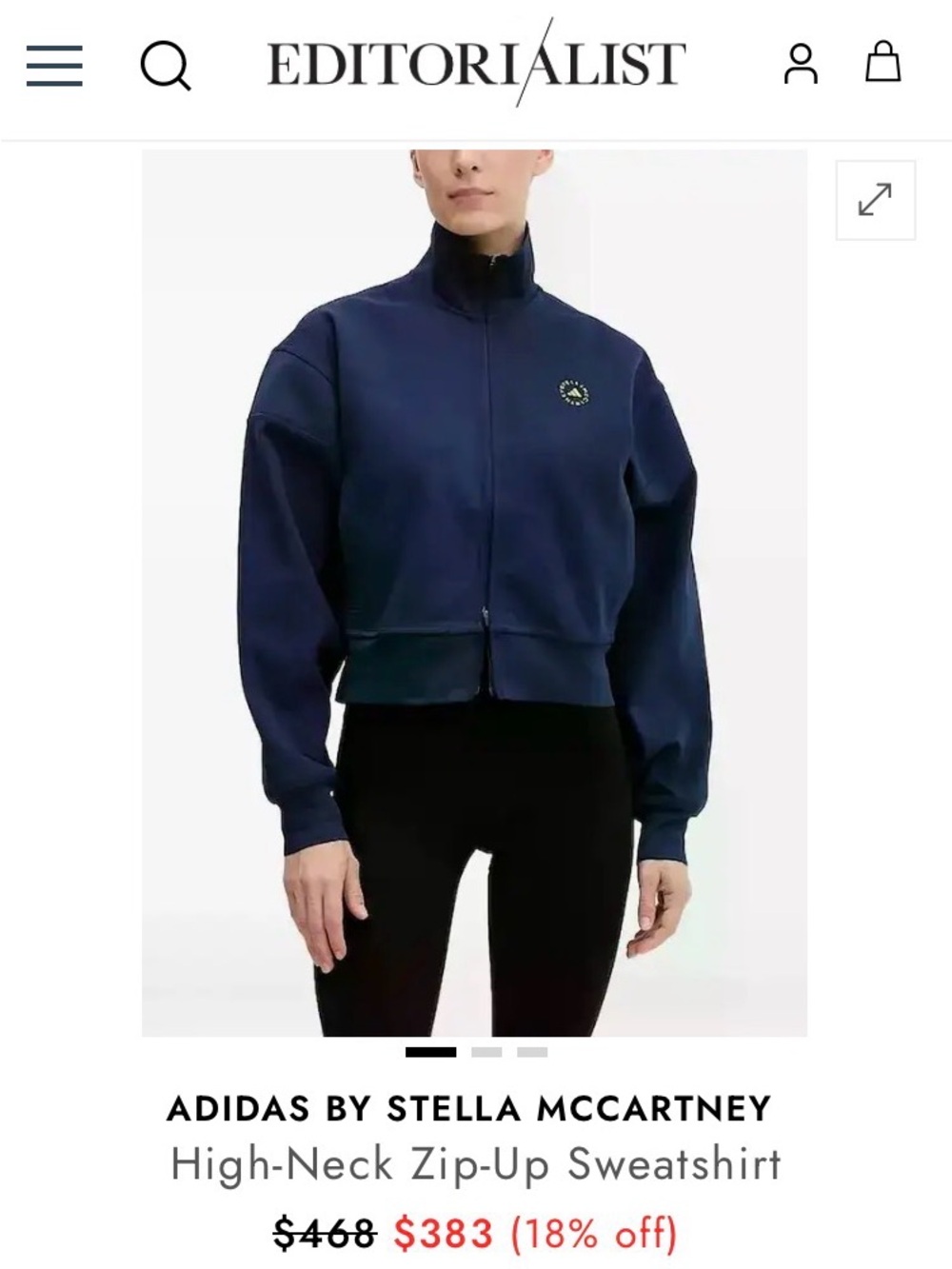 Stella McCartney Navy Blue Zip-Front Sweatshirt